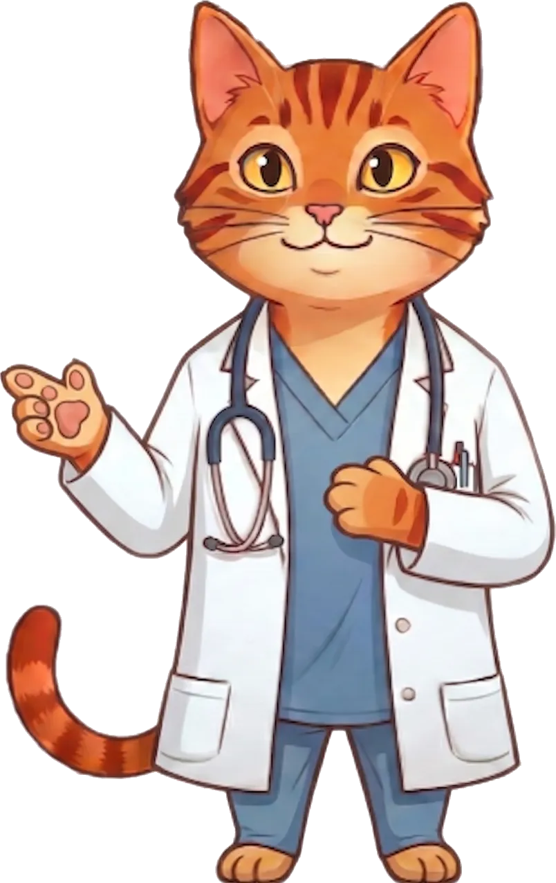 Dr. Fello erklärt mit erhobener Pfote